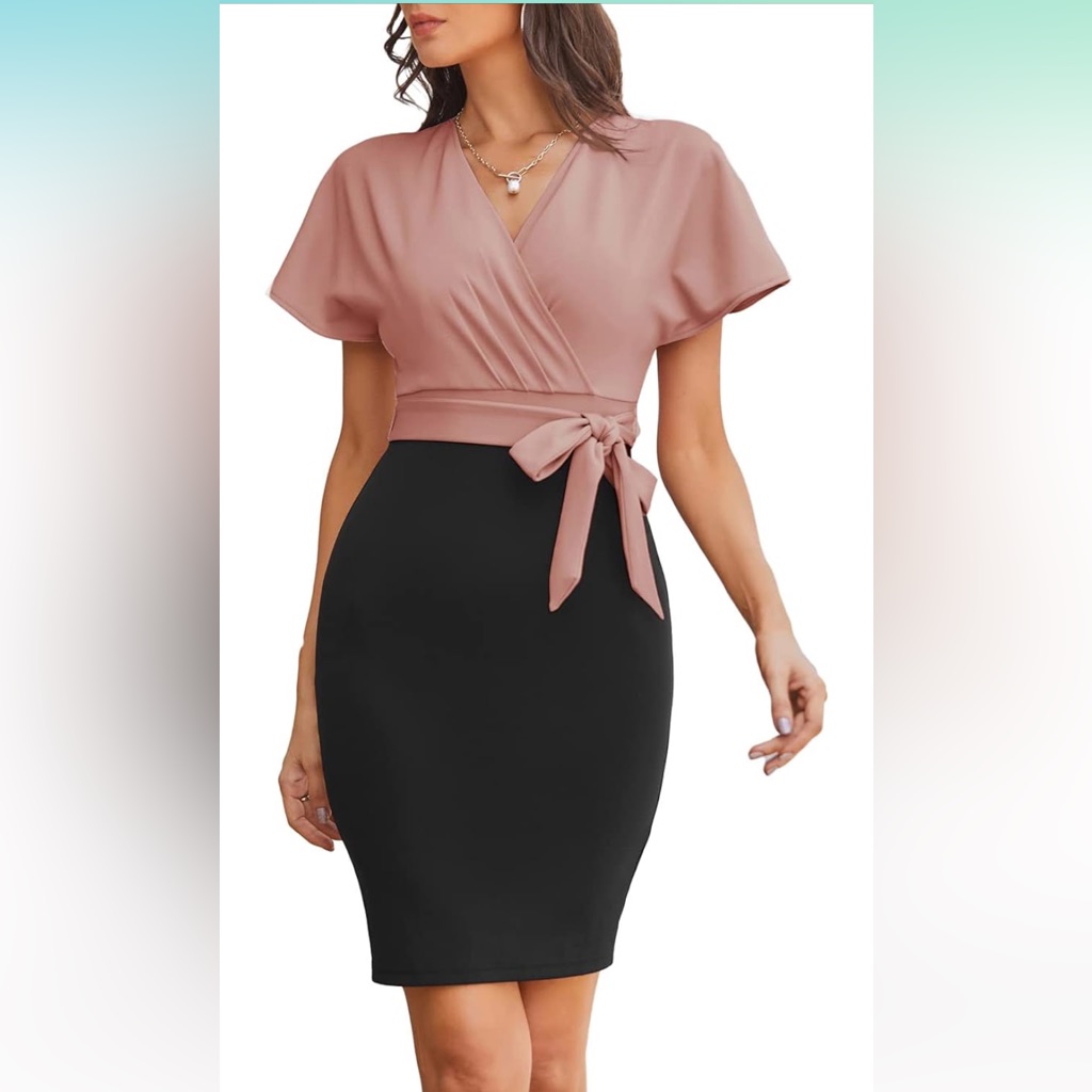 Grace Karin Pencil Dress Pink/Black Xl